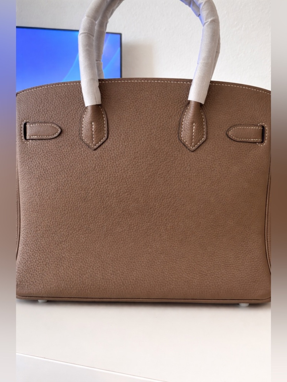 Classic Brown Leather Satchel with Silver Hardware - Picture 6 of 11